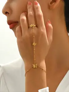 Vintage Butterfly Back Hand Chain Bracelet for Women, Perfect Holiday Accessory, Stylish and Versatile Design, Ideal for Vacation Wear, Exquisite Bracelet, Fashionable Bracelet