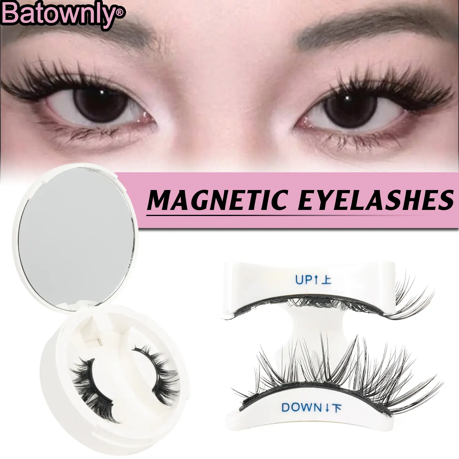 1 Pair of Cat-Eye Style Magnetic False Eyelashes and Eyelash Curler Set, Thick and Naturally Curled Cartoon-Style False Eyelashes, Reusable Portable False Eyelash Tool, No Glue Needed, Easy to Apply and Remove