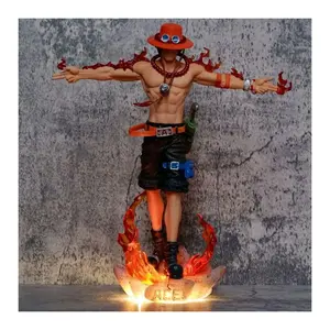 Hot Portgas D Ace Figures One Piece Anime Figure Action Figures Gk Figurine 28Cm Pvc with Light Statue Model Doll Toys One Piece