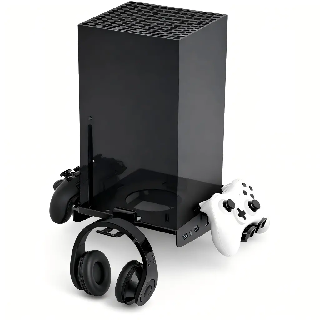 Wall Mount Charging Stand for Xbox Series X/s, Cooling Fan Console Mount, Controller Charging, Gamepad Charging Station, 3 Headset Hooks, Headphone Storage, Headset Holder, Space Saving Organizer, Accessories, Gaming Accessories