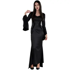 Elegant Morticia-Inspired Halloween Costume for Women