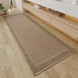 Super Absorbent Non Slip Waffle Bathroom Runner Rugs, Washable Quick Dry Upgraded Ultra Soft Boho Bath Rugs with Tassels for Hallway Bedroom Laundry Room, 2'x6' Brown
