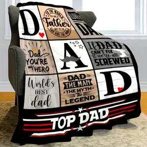 All-Season Soft Flannel Dad Blanket with Unique Print Design - Perfect Father's Day & Birthday Gift for Dad-Father's Day