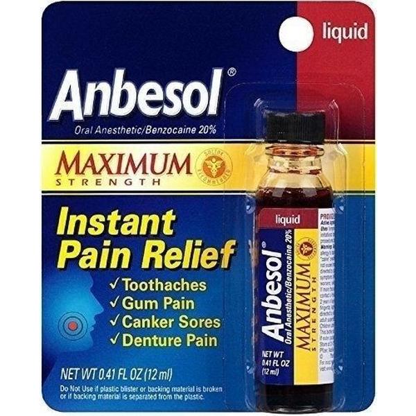 Benzocaine 20% Oral Anesthetic Instant Pain Relief Liquid 0.41 oz ...