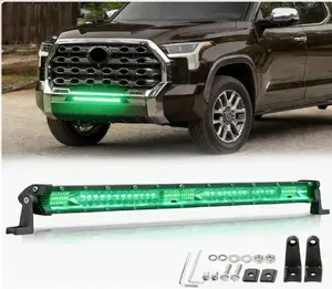 20 Inch LED Light Bar Green, Slim Single Row Light Bar Flood LED Driving Work Lights Green Fog Lamps Waterproof Bumper Lights for Truck Pickup UTV ATV Off Road SUV RZR Roof Grill Mount