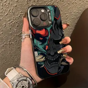 Case for iPhone 16 Pro Max 15 Plus 14 13 12 11 XS XR horror human face Pattern Matte Shockproof Anti-Scratch Stylish Smartphone Cover Silicone Protective