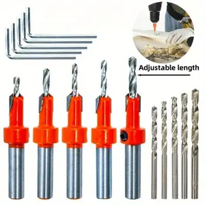 10PCS Countersink Drill Bit Set,5Pcs Counter Sink Drill Bit for Wood,1/4" Hex Shank Tapered Drill Bits for Woodworking and Carpentry,Quick Change and Allen Wrench for Woodworking,Pilot Screw Hole Set