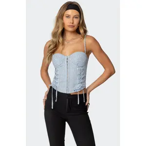 Edikted Women's Lois Lace Up Pinstripe Corset