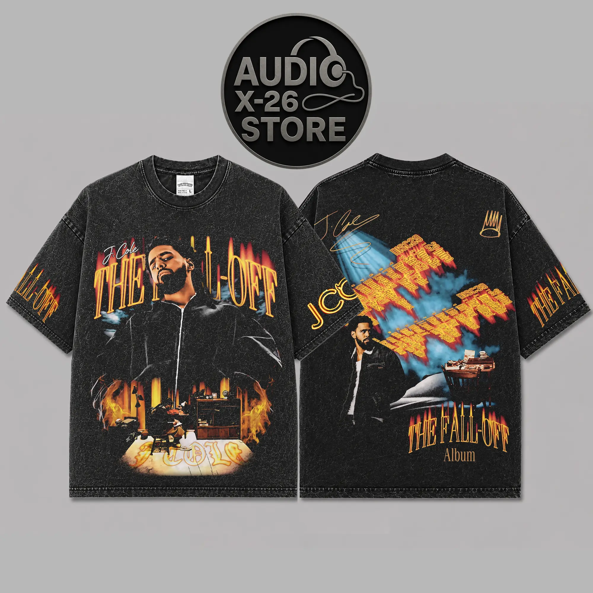 Retro The Fall-Off Album: J.Cole Graphic Premium Acid Washed Cotton T-Shirt, Dreamville Graphic Tee, The Fall-Off Album Merch Streetwear Graphic Shirt, Gift for Cole World Hip-hop Fans