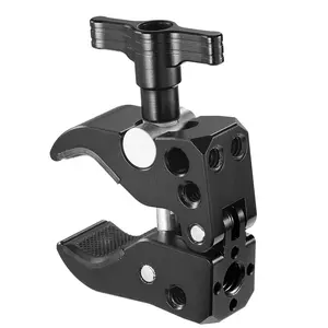 SMALLRIG Super Clamp with 1/4’’ Thread Holes, 3/8’’ Locating Pin for ARRI Standard, T-Shaped Wingnut and Rubber Pads - 2220
