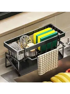 1pc Effective Draining Kitchen Sponge Shelf, Soap Holder, Stainless Steel Material Is More Sturdy, Slope Design Is Free From Water Accumulation, Towel Independent Rack Effective Anti-Mold, Kitchen Storage