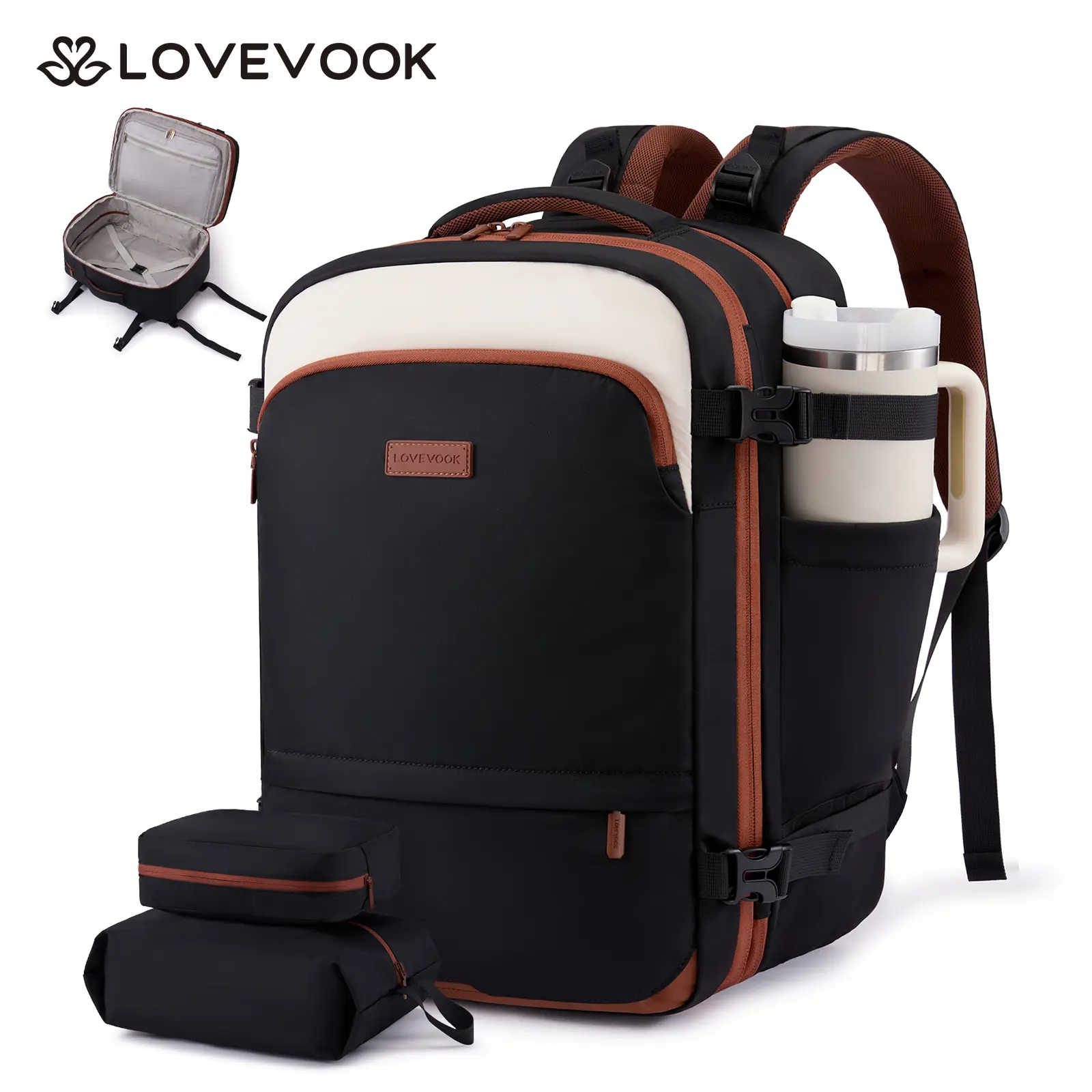 LOVEVOOK Travel Backpack for Women, 45L Expandable Large Carry On Backpack, Personal Item Travel Bag Flight Approved, Business Weekender Overnight Essentials Waterproof Back Pack, Fit 17 Inch Laptop DealsForYouDays