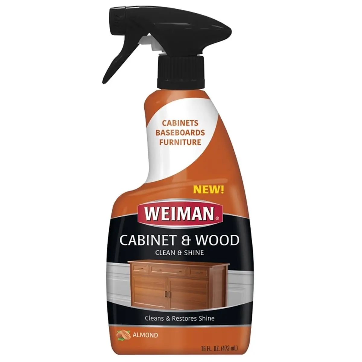 Weiman 16 fl oz Cabinet Spray - Durable Multi-Purpose Cleaning Supplies for Indoor Cabinets, Wood Surfaces, and Container-Compatible Wood Stain Removal