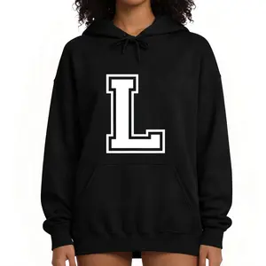 Retro Style Letter L Varsity Hoodie – Long Sleeve Alphabet Monogram Sweatshirt