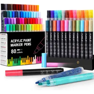 Markers  Pens, 80 Colors  Markers include Metallic Color (12 PCS), Blink Color (12 PCS) and Normal Color (56 PCS). For Rock,Metal,Plastic,Glass,Canvas,Ceramic,,And