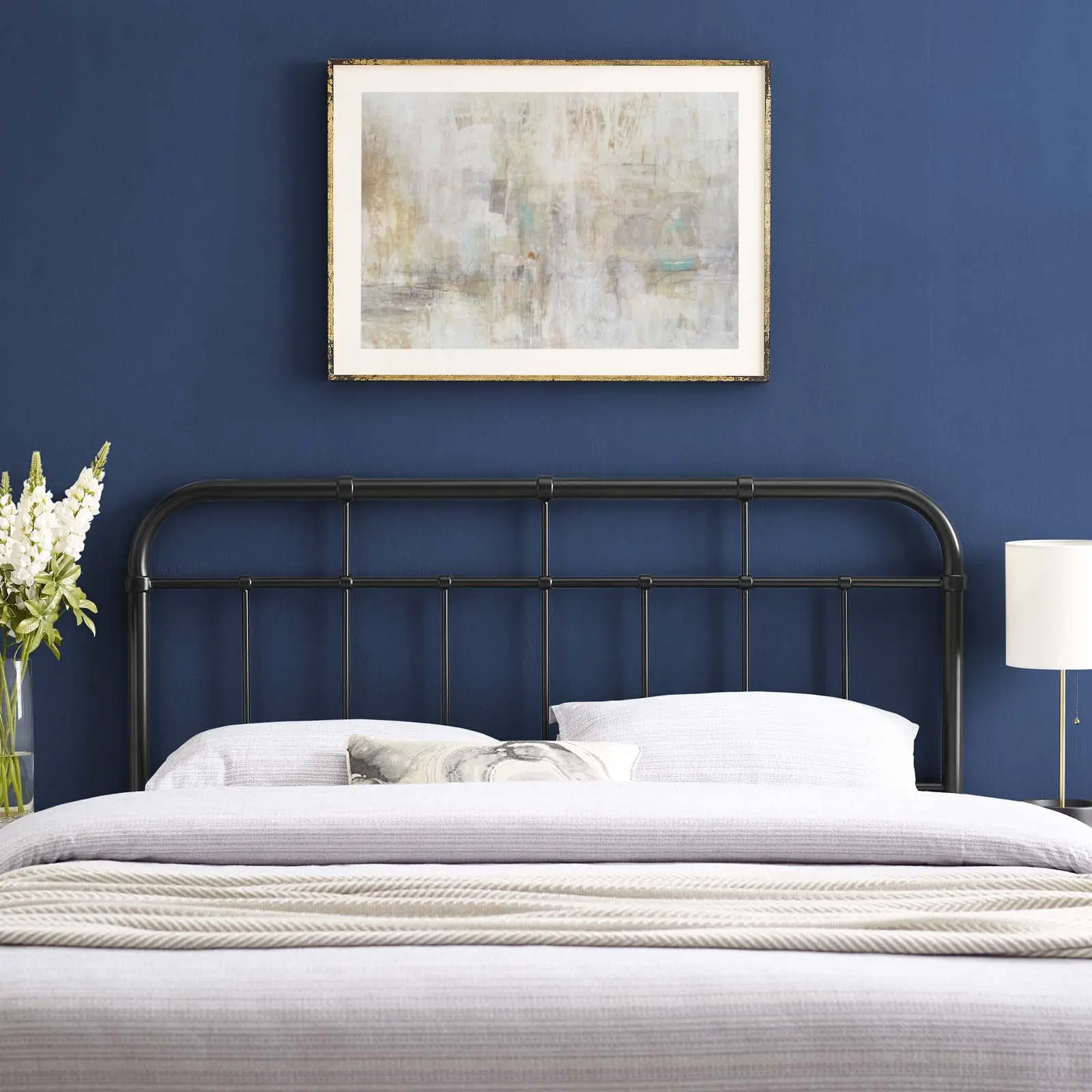 Modway Alessia Queen Iron Metal Headboard - Black Furniture Headboard with Durable Construction, Rustic Modernity, Modern Farmhouse Design
