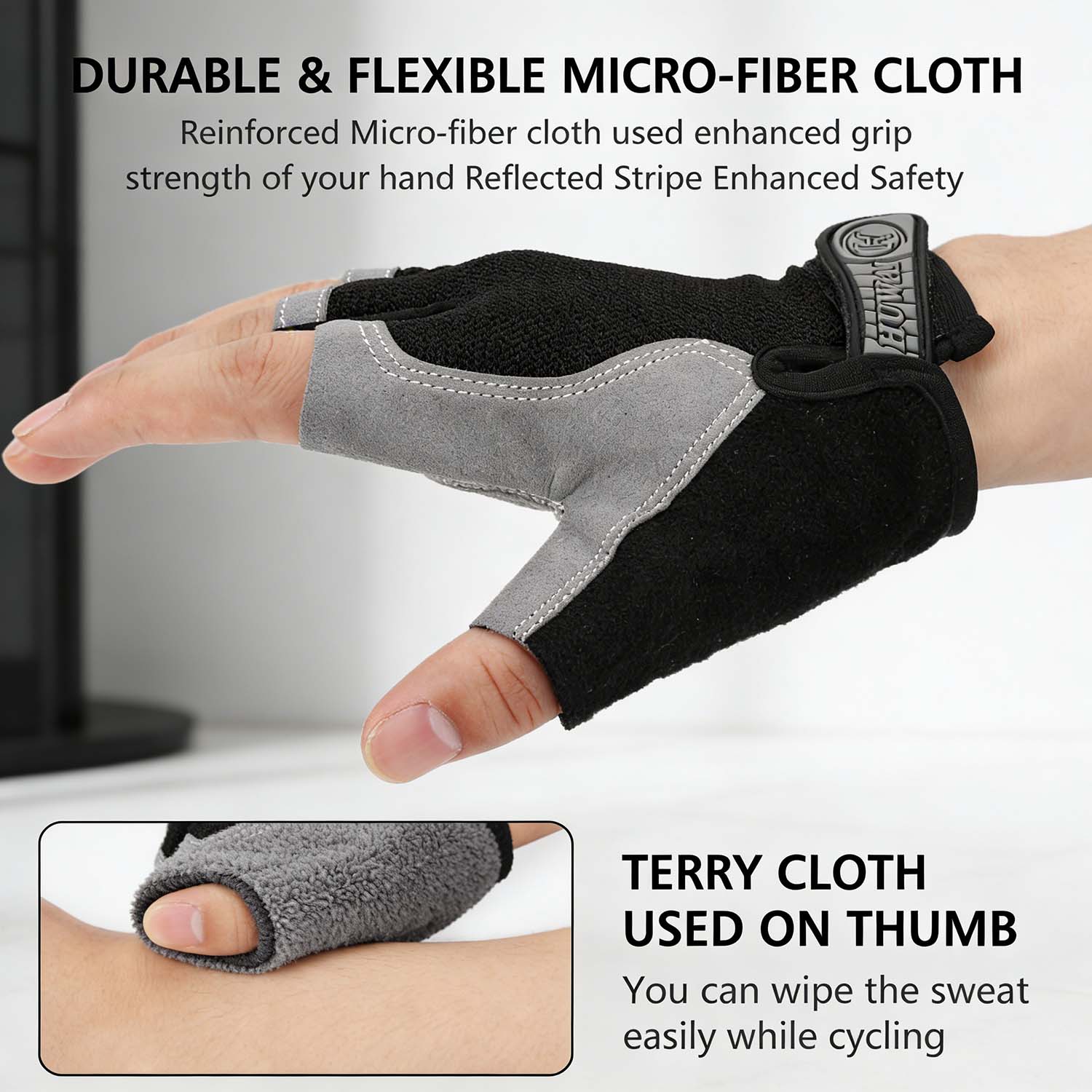 Accmor Cycling Gloves for Men Women, Half Finger Bike Gloves, Anti-Slip Shock-Absorbing Breathable Gloves for Road Bike MTB, Fitness and Outdoor Sports