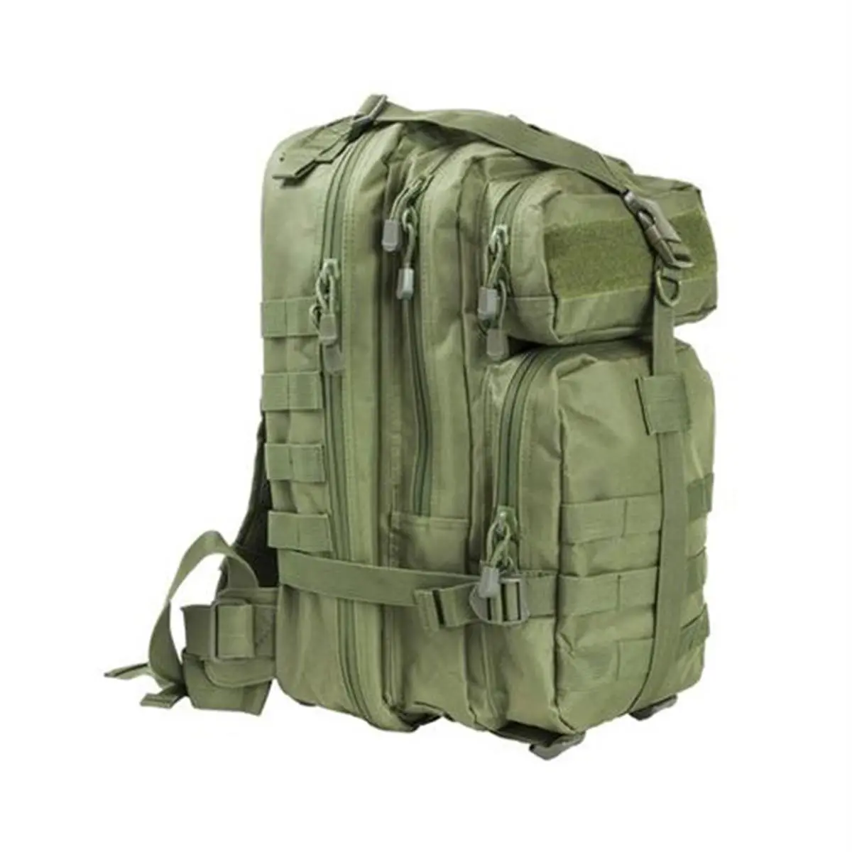 212 MAIN Small Compact PVC Functional Tactical Backpack - Green, Modular Setup, Quick Snaps, Snap Hook, Adjustable Harness, Multiple Pockets, Outdoors, Adjustable Compression Strap, Hiking/Light Outdoor, Durable PVC Construction