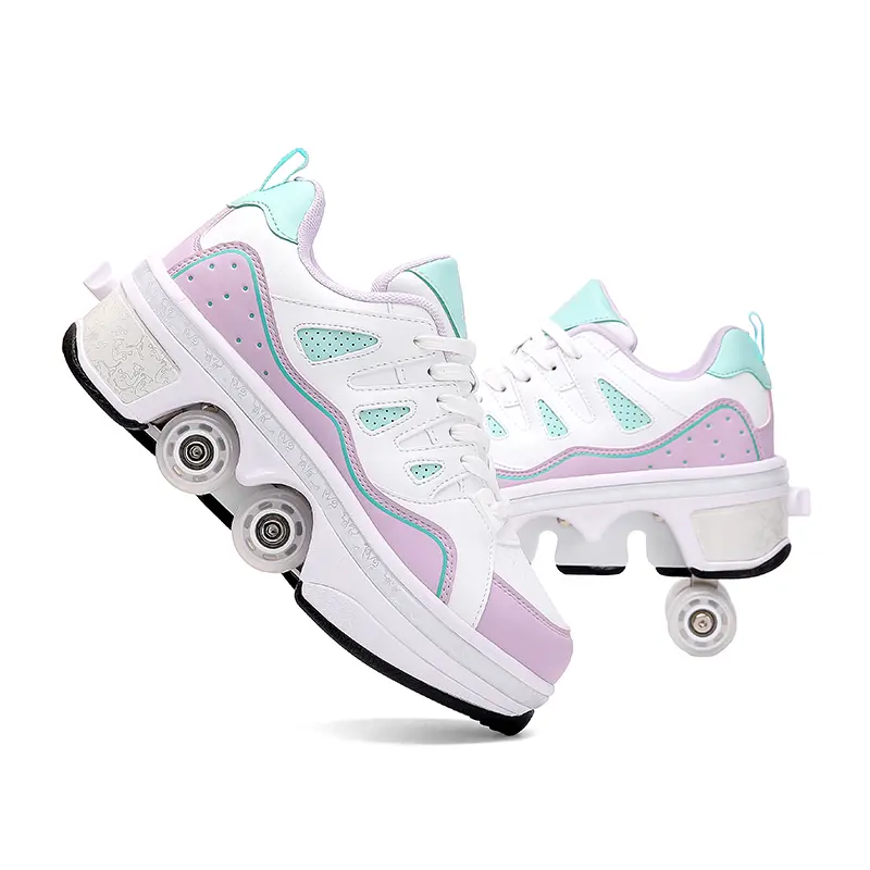 Pairobin 2-in-1 Roller Skates & Sneakers with Retractable 4 Wheels, Skating Shoes for Indoor & Outdoor