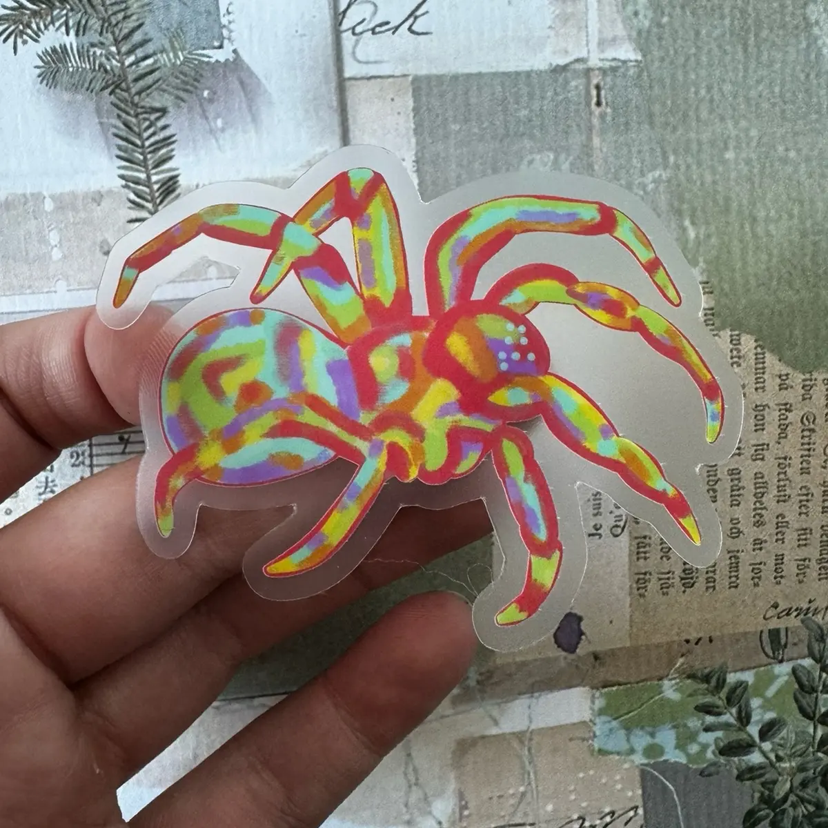 Rainbow spider clear sticker