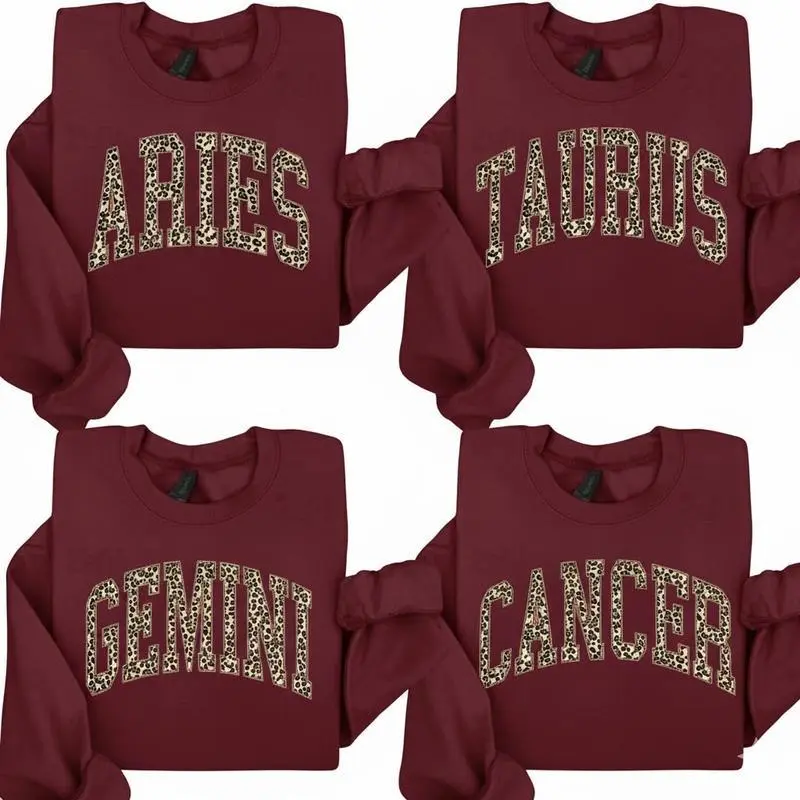 Full 12 Minimalist Zodiac Sweatshirt, Maroon Color Cute Horoscope Astrology Graphic Sweatshirt, Unisex Crewneck Sweatshirt, Personalized Zodiac Energy Gift for Birthday, Star Sign Lovers, Celestial Sweatshirt