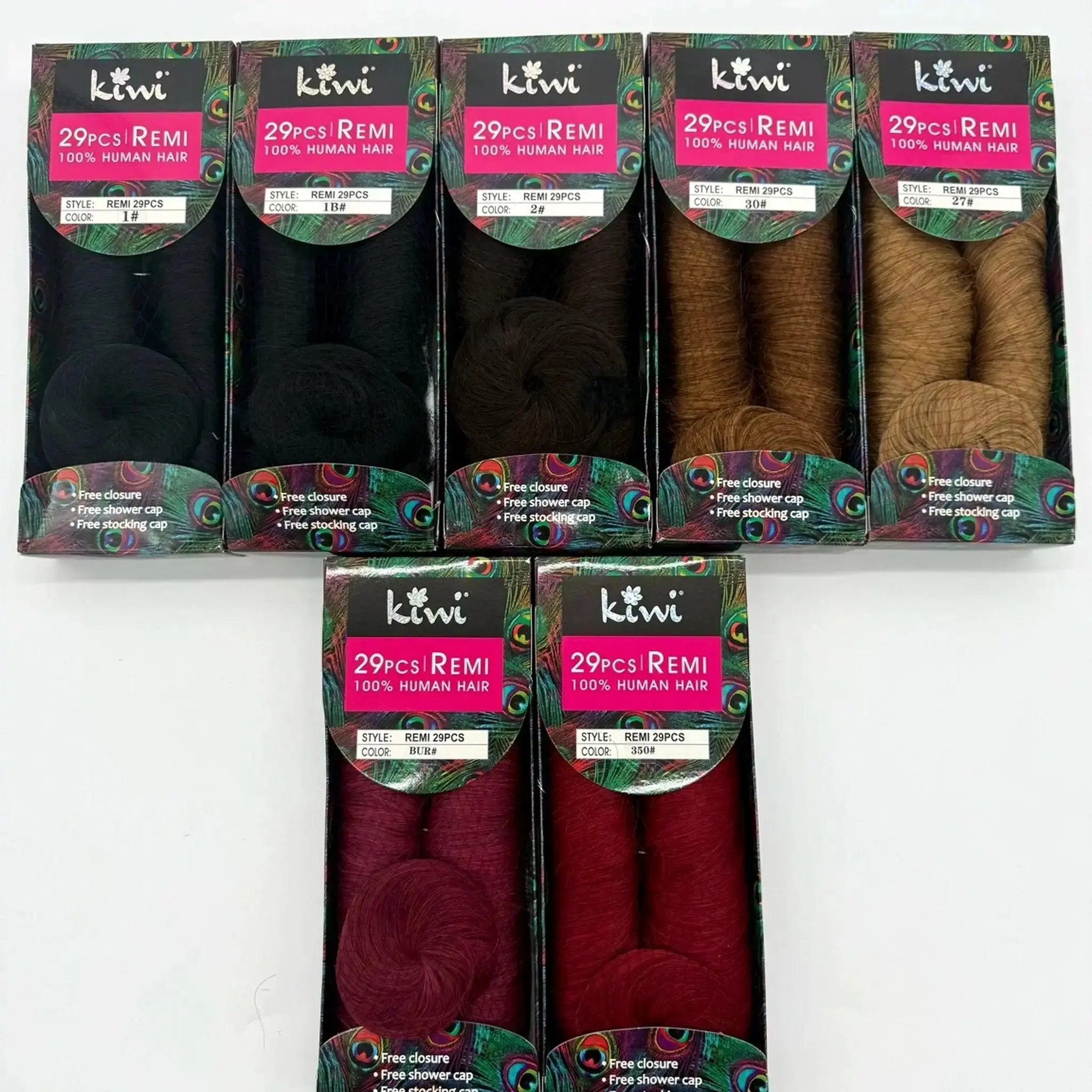 KIWI® 29PCS Human Hair Pixie Cut Quick Weave Set with Swirl Closure