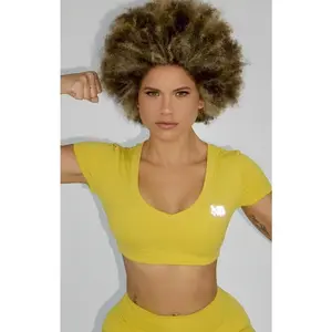 Emmie Short Sleeve Crop Top - Mustard