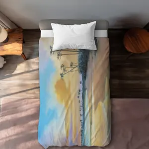Begin Home Decor C1DCTXLWHMLR9Y Sunset by the Sea - Bedroom Trees Twin Size Extra Long Duvet Cover - Home Decor