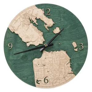 Golden Gate San Francisco Wood Carved Clock