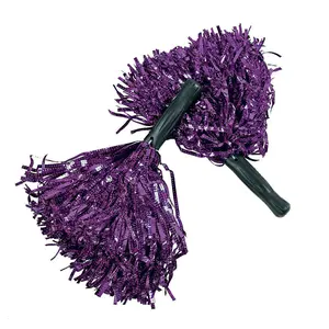 10" Bright Purple Metallic Plastic Foil Cheer Pom-Poms - 12 Pc.