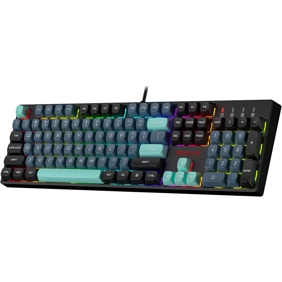 K582 SE Wired RGB Gaming Keyboard, 104 Keys Mechanical Keyboard W/Mixed Color round PBT Keycaps, Dynamic 16.8M RGB Backlit & Linear Red Switch, Redefine Software Supported