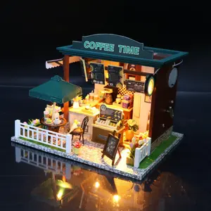DIY Wooden Coffee House 3D Puzzle Kit, Creative Gift for Birthday and Holidays, Home Decor for Ages 14 and Up, Fun Crafting Activity, Wooden House Kit Adults