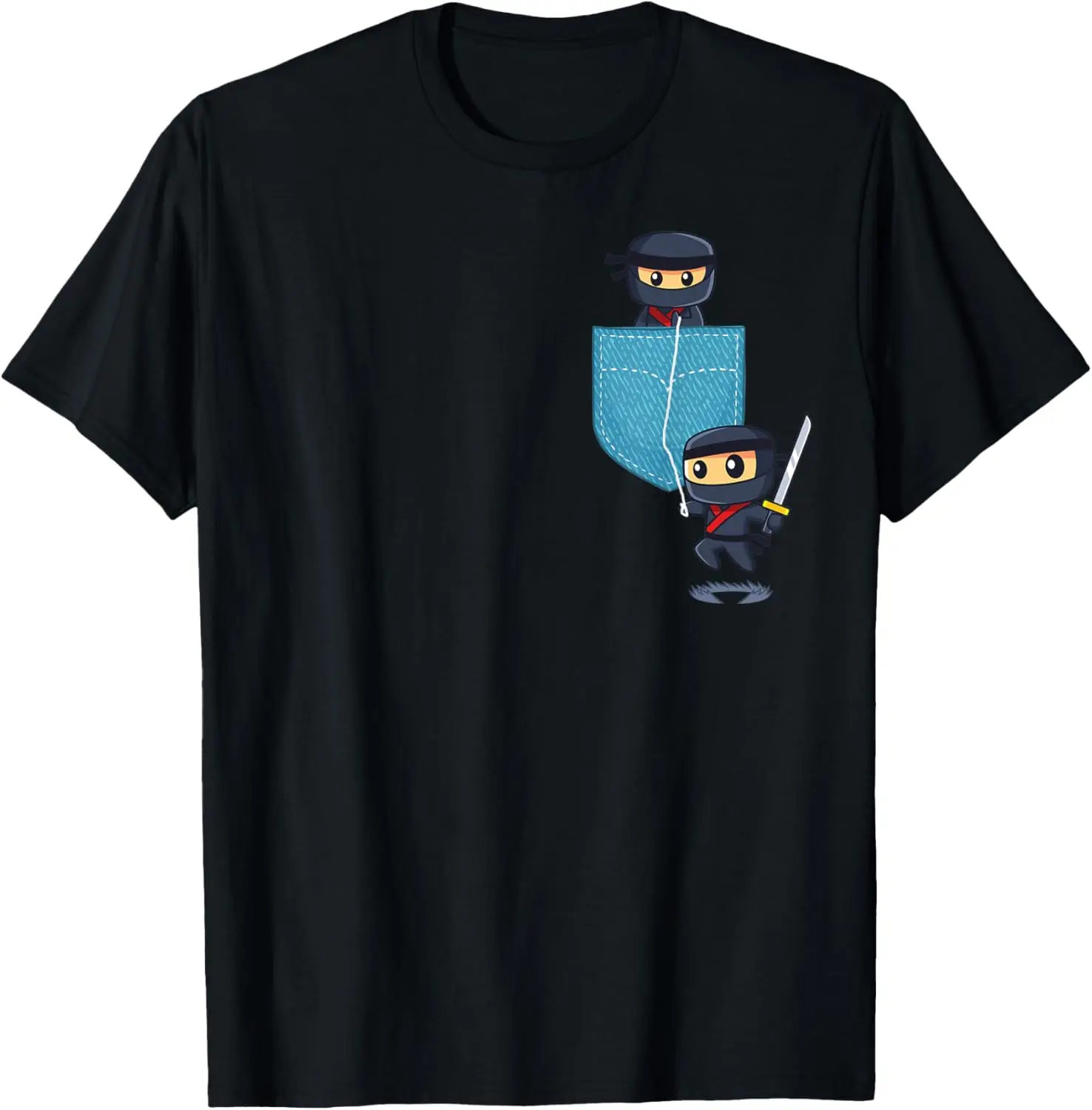 100% Cotton Pocket Ninja Funny Ninjas Karate Lover Warrior Graphic T-Shirt