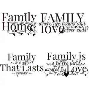 4 count Removable Love Family Quotes Wall  Letters Wall Saying Stickers Peel & Stick  Wall Decor Sticker for Livingroom Bedroom