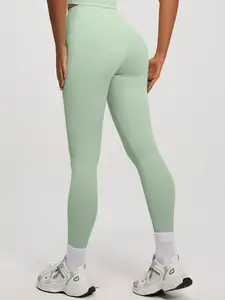 Women's Solid Color Sports Leggings, High Waisted Leggings, Sporty Comfy Breathable Skinny Pants for Yoga Gym Workout Running, Ladies Sportswear for All Seasons, Skinny Yoga Bottoms