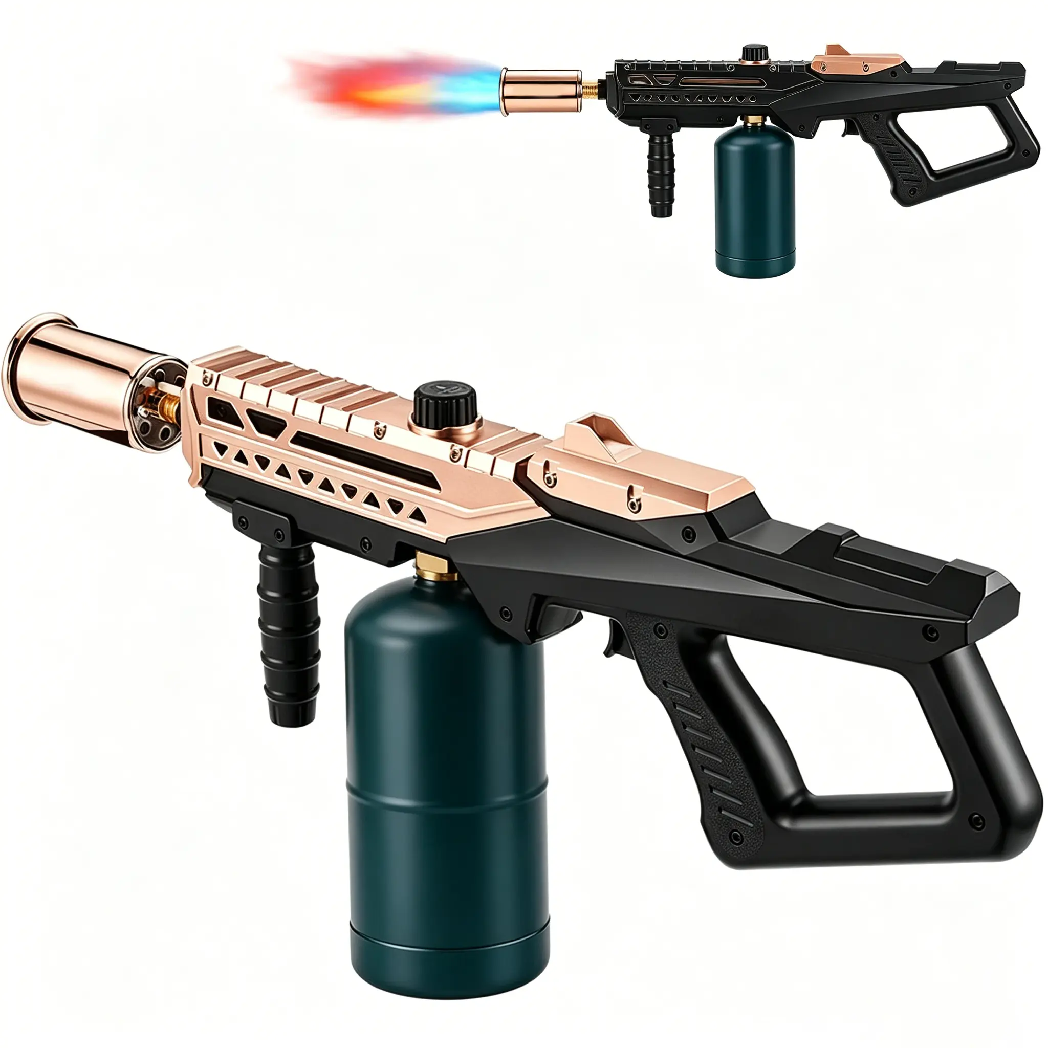 Powerful Propane Grill Torch Gun, Sous Vide Torch With Adjustable Flame, Flamethrower Gun Charcoal Lighter for BBQ, Campfire, Searing Steak, Cooking (Tank Not Included)
