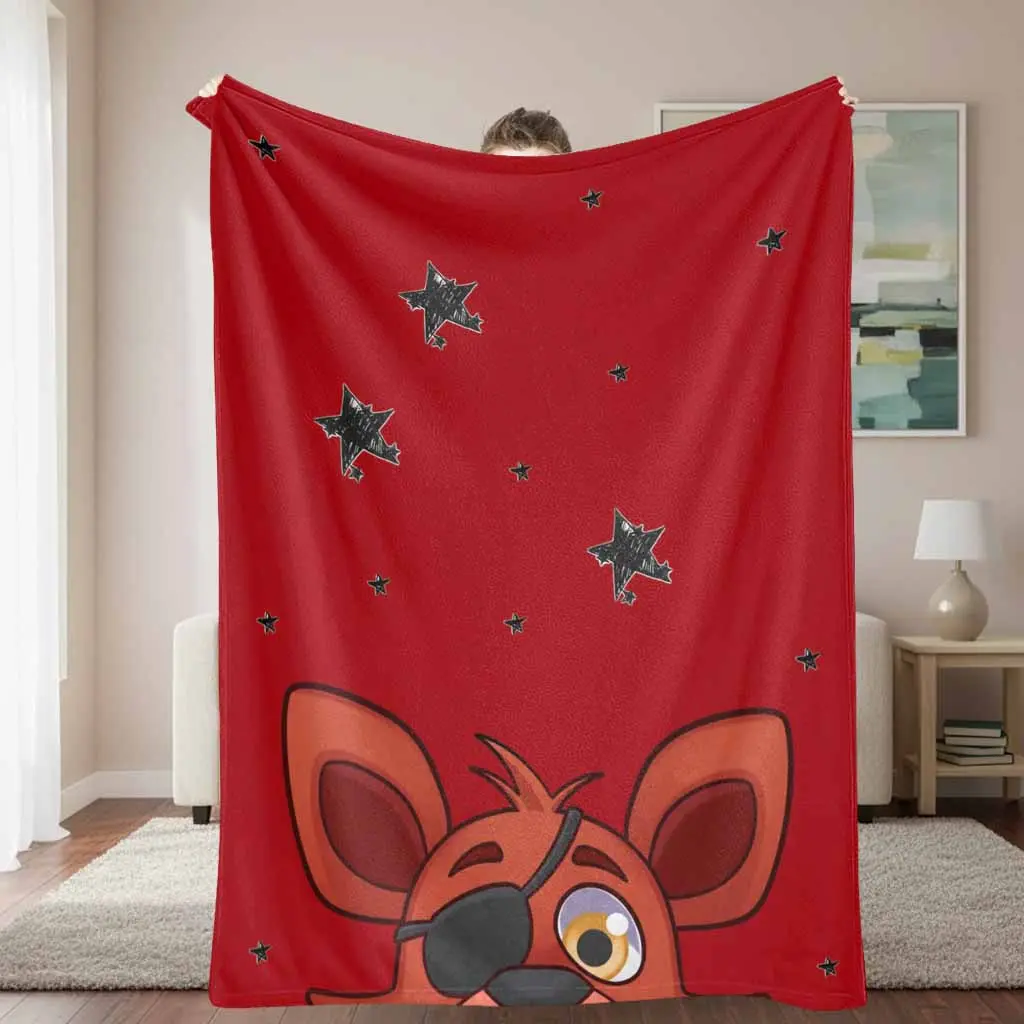 Cartoon Fox Pirate Animal Pattern Flannel Throw Blanket - Soft, Warm, Lightweight, Cozy, Breathable, Wrinkle Resistant, Durable - Machine Washable, Ideal for Bedroom, Travel, Gift Use