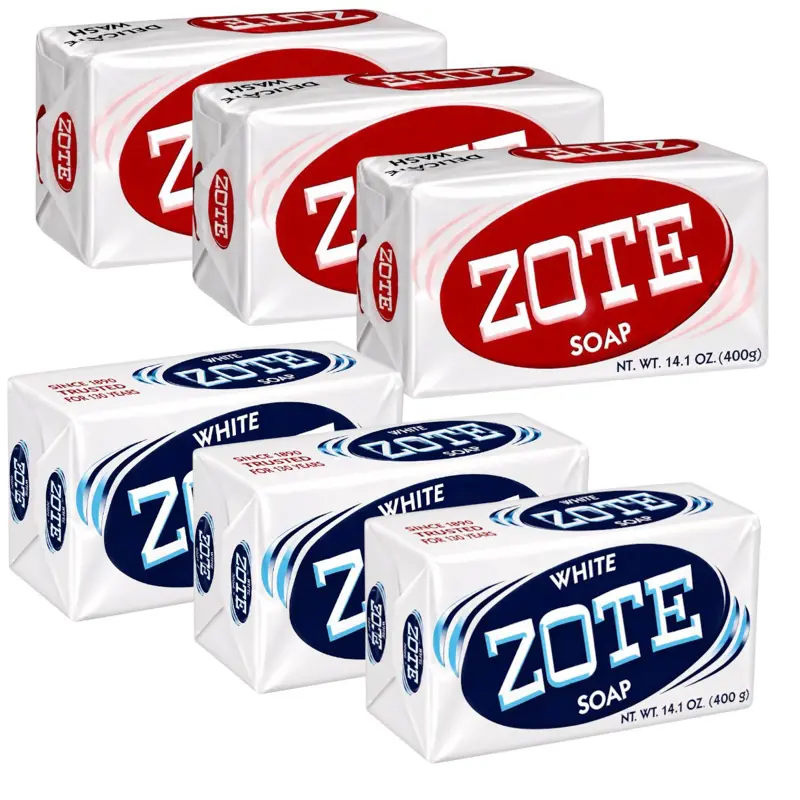 Zote Laundry Soap Bars, Pink & White, 14.1 oz (400g) Each, 6-Pack – 3 Pink + 3 White