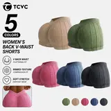 TCVC Woman 's soild color textured gym shorts ,casual comfy breathable skinny  shorts far ,tight fitteor yoga gym workout running ,ladies sportswear for Spring & Summer ,gym  excise,activewed athleisure shorts