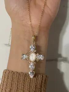 Cross and virgin necklace