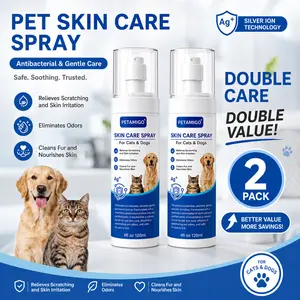 PETAMIGO 2-Pack Skin Care Spray for Dogs & Cats, Silver Ions Gentle Formula, Helps Relieve Scratching & Skin Irritation, Reduces Bacterial Odor, Cleans Fur, Supports Natural Skin Barrier, Mild & Lick-Safe for Pets