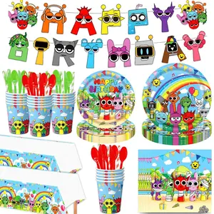 Sprunki Birthday Party Decorations Incredibox Tableware Cup Plate Balloons Cake Topper Backdrop Baby Shower Kids Party Supplies