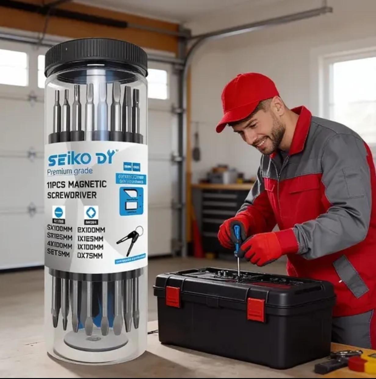 11-Piece Screwdriver Set, High Hardness and Toughness, Professional Tool Material, Ultra-Hard and Strong Magnetic, Large and Small Sizes, Stubby Screwdrivers, Phillips and Slotted Screwdrivers, for Home Use