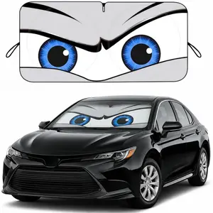 Funny Cartoon Eyes Windshield Sun Shade for Car, 59 x 27.5", Foldable Front Window Sunshade Universal Fits Sedan Compact Car Hatchback Small SUV, UV Heat Protection