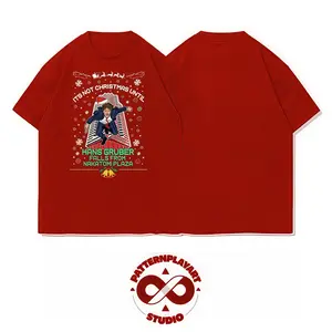 Men's Black Christmas T-Shirt with Iconic Hans Gruber & Nakatomi Plaza Die Hard Movie Quote - Short Sleeve Round Neck Casual Summer Top for Fans, Holiday Party Outfit (Iconic Film Design)