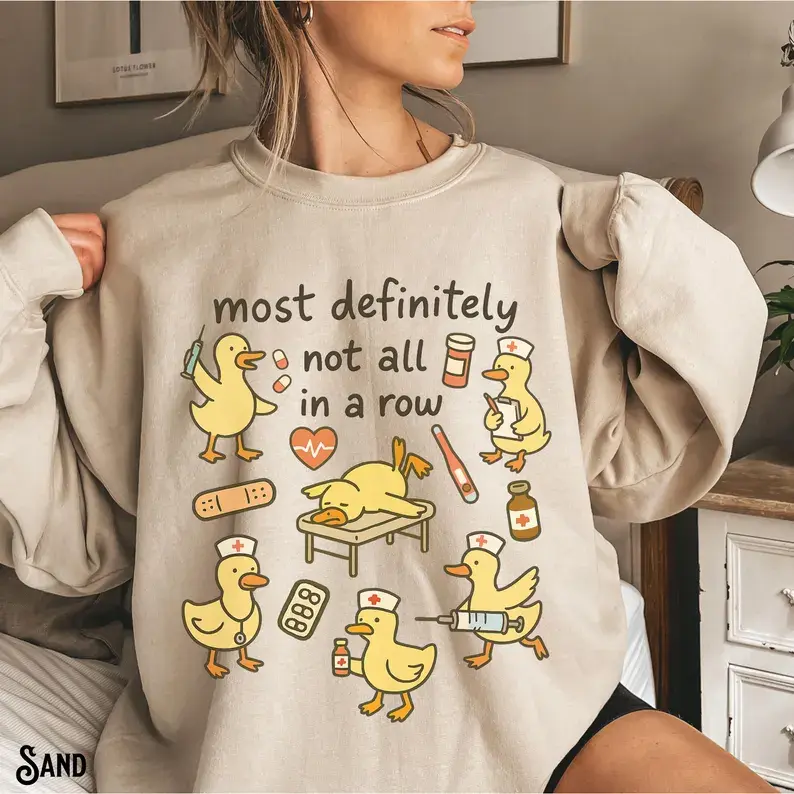 Funny Nurse Sweatshirt, Ducks In A Row Sweater, Nurse Life, Humorous Chaos, Medical Team, Appreciation, Fleece, RN, LPN, Gift for Nurse