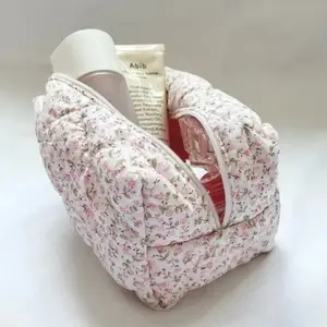 Floral Puffy Quilted Makeup Bag Floral Puffy Quilted Makeup Bag