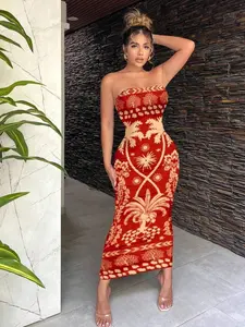 Women's Tropical Maxi Dress - Strapless Boho Beach Resort Fit