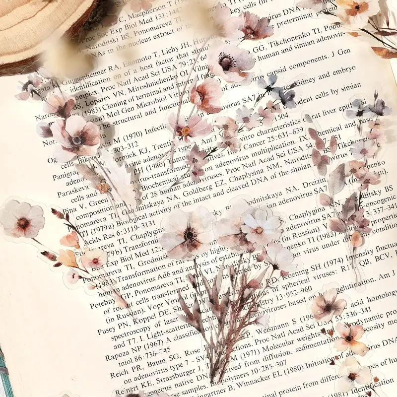 30pcs/pack Vintage plant flowers PET waterproof sticker for DIY scrapbooking Journal Photo album decoration materials Stickers