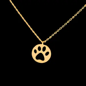 🐾 Forever in Your Heart: Gold Paw Print Pendant Necklace 🐾
